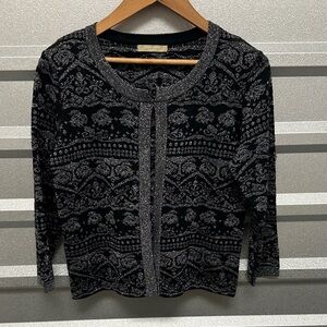 Vintage Joan Vass Shimmer Clasp Cardigan HOLIDAY Evening Size Large
